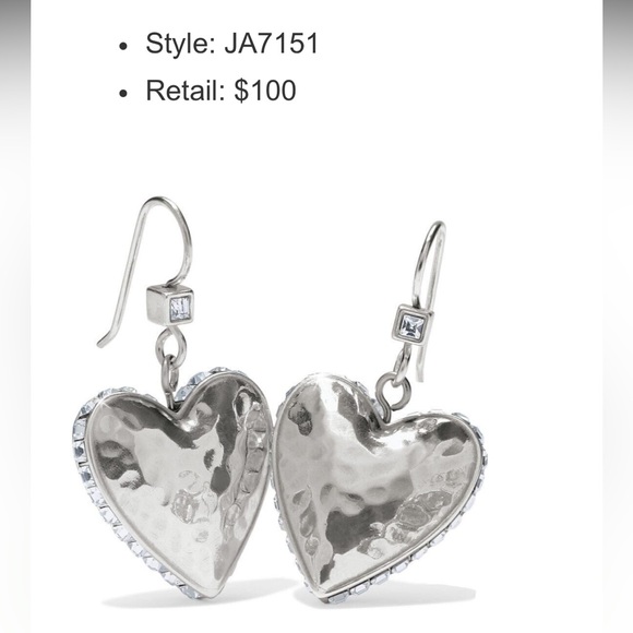 🔥NWT🔥 Brighton SPECTRUM LOVE Clear Crystal Heart French Wire Earrings MSRP $98 - Picture 2 of 2